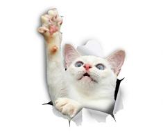 Winston & Bear 3D Katze Aufkleber - 2er-Pack - White Cat Aufkleber für Wand, Kühlschrank zu erreichen