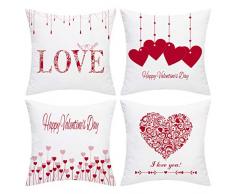 BLEUM CADE Set von 4 dekorativen Kissenbezügen, Kissenbezügen, Sofakissen, für Zuhause, Büro, Auto, Sofa, 45,7 x 45,7 cm 18 x 18-Inch I Love You