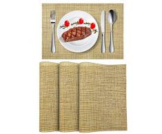 Wlife Platzsets, hitzebeständig, schmutzabweisend, waschbar, PVC, Tischdecken, rutschfest, 45,7 x 30,5 cm 4pcs beige