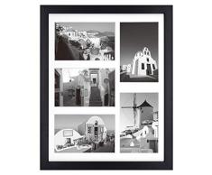 Golden State Art 11 x 14 Collage Bild Holz Rahmen. Inkl. Weiße Matte für (5) 4 x 6 Foto/Print 11 x 14 Schwarz
