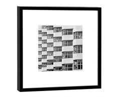 COGNOSCO Fotografie im Holzrahmen: Shell Fahrenkamp-Haus Fotodruck-Format 27 x 27 cm-Rahmenfarbe schwarz-Hochwertiges Wandbild, Geschenkidee oder Souvenir aus Berlin, Holz, Weiß, Rahmen