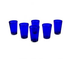 NOVICA Kunsthandwerk Hand Blown blau recyceltem Glas Wasser Gläser, 16 oz Cobalt Winkel (Set von 6)