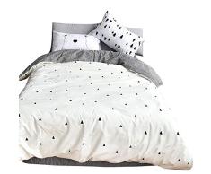 BuLuTu weiß Serie Baumwolle Bettwäsche Kollektionen 3 Stück wendbar Tröster Cover Sets für Kinder Machen (Twin/Full/Queen), Baumwolle, White E, Twin