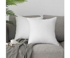 AngJi Dekorativer Überwurf Kissenbezug für Couch Kissenhülle Baumwolle quadratisch weich Bett Zimmer 18x18 Modern 2 Packs, 20 x 20 weiß