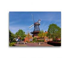 Calvendo Premium Textil-Leinwand 75 cm x 50 cm quer, Windmühle in Ditzum | Wandbild, Bild auf Keilrahmen, Fertigbild auf echter Leinwand, Leinwanddruck: Papenburg und das Rheiderland Orte Orte
