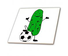 3dRose Deko-Fliesen, lustig, süßes Spielen, Fußballsport, 15,2 cm, Keramik, transparent