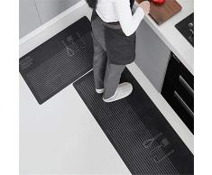 USTIDE Küchenläufer, Wildleder-Kollektion, ausgezeichnete Qualität, Rutschfest, Gummi, leicht zu reinigen 17.7x59 Black Cooker