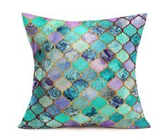 Smilyard Überwurf-Kissenbezüge für Couch Bett Sofa Bunt Geometrische Spalier Kissenbezug Baumwolle Leinen Kissenbezug Cyan Lila Dekorative Kissenbezug Home Decor 45,7 x 45,7 cm 18 X 18 Trellis 1