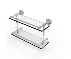 Allied Messing wp-2/16-gal-pc der Waverly Place 40,6 cm doppelten Glas Regal mit Galerie-Schiene, Chrom poliert