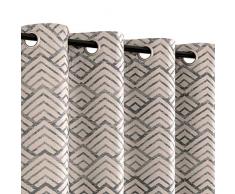 Topick Hill Bedruckte Vorhänge für Schlafzimmer Vorhänge Leinenstruktur-Vorhang Paneele Fenster Behandlungen Raum Verdunkelung für Wohnzimmer 2 Paneele Landhausstil W50 x L63 grau