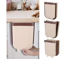 Wallfire Faltbarer Abfalleimer, zusammenklappbar, Kleiner Mülleimer, Küchenschrank, Tür, Hängeeimer, Mülleimer, Wandmontage, 9 l, tragbar, für Zuhause und im Freien, 9 l Coffee