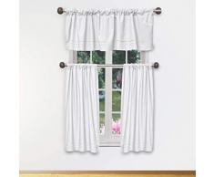 Vera Miles Küchenvorhang mit Ösen, 58 x 15 (1 Stück) 29 x 36 cm (2 Stück), weiß