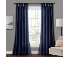 Lush Decor Vorhang mit Schlaufen, Sackleinen, 229 x 114 cm, Marineblau