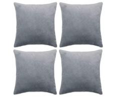 vidaXL 132946 4X Kissenbezug Velours 50x50cm Beige Dekokissen Sofakissen Kissebhülle, Gewebe, Größe: 50 x 50 cm (L x B)