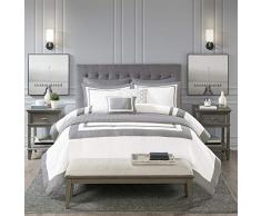 Madison Park Moderne Luxe All Season Daunen Alternative Bettwäsche-Set mit passenden Kissenbezügen, dekorativen Kissen Full/Queen(90x90) grau