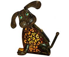 Hunde-Statue, 3D-Lampe, Metall, Gartenfigur, Landschaftsdekoration, Hund O Laterne, solarbetrieben, Welpen, Nachtlichter, leuchtet im Freien, wiederaufladbar, wasserdicht, rustikaler Hof Halloween, Weihnachten