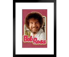 Poster Foundry ProFrames Kunstdruck Bob Ross Retro-Hochformat, Rot Retro Framed Matted in Black Wood 20x26 inch Mehrfarbig / 2212