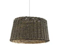 EGLO Pendelleuchte Dovenby, 1 flammige Hängelampe Vintage Ø 51 cm, Natur, Hygge, Hängeleuchte Holz Korb geflochten, Esstischlampe, Wohnzimmerlampe hängend in dunkel Braun, Stahl, E27 Fassung