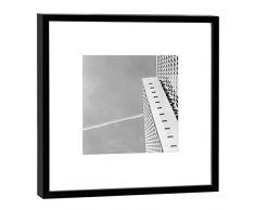 COGNOSCO Fotografie im Holzrahmen: Dreischeibenhaus Fotodruck-Format 27 x 27 cm-Rahmenfarbe schwarz-Hochwertiges Wandbild, Geschenkidee oder Souvenir aus Düsseldorf, Holz, Weiß, Rahmen
