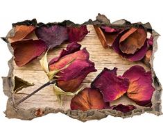 Pixxprint 3D_WD_S2056_62x42 ausgetrocknete Rosen auf Holztisch Wanddurchbruch 3D Wandtattoo, Vinyl, bunt, 62 x 42 x 0,02 cm