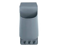 WENKO 23481100 Haartrocknerhalter Ampio Grau - Fönhalter, Befestigen ohne bohren, Silikon, 10 x 36.5 x 10 cm