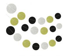 Wrapables Girlande für Hochzeiten, Geburtstagsfeiern, Babypartys und Kinderzimmer (Set von 2) schwarz/Gold/Silber