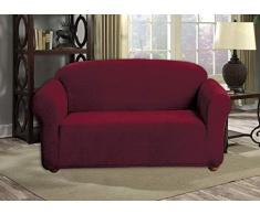 Quick Fit Hayden Hanover Sofahusse aus Samt, Schokobraun, Merlot, Loveseat Cover