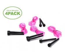 Mind Reader SKIP4-PNK Springseil, verstellbar, (4 Stück) und 12,1 cm Griff, ideal für Aerobic-Training, Boxen, Speed-Training, Ausdauer, MMA und Fitnessstudio, Pink