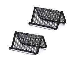 RuiLing Multifunktions-Visitenkartenhalter, N-Type, Metall-Netz, Visitenkartenorganizer für Schreibtisch Büro – Halter 50 Namenskarten, Visitenkartenhalter, Telefonhalter (schwarz)