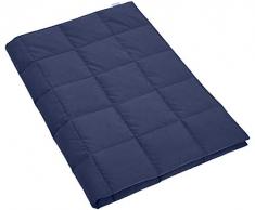 Puredown Bedding leichte Gänsedaunen Campingdecke Packbare Daunendecke mit weichem pfirsichfarbenem Stoff Navy