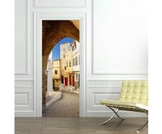 Walplus WDDM060 Türtapete Streets of Tangier, Vinyl, Mehrfarbig, 63,5 x 5,5 x 2 cm