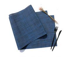 D-home Tischläufer mit Tassenmatten 6er Set strapazierfähige Kunststoff Platzmatten hitzebeständig Tischmatten für Küche Esstisch marineblau