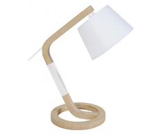 Tosel 64761 Struktur Lampe Tissue, Holz Buche Lampenschirm Baumwolle, E14, 40 W, weiß, 36 x 41 cm