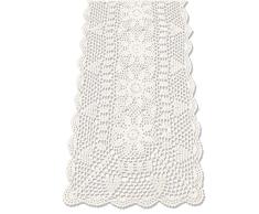 TideTex handgefertigt Häkel-Blume Spitze Tischläufer rustikal Elegant Runner Schrank Raum Wohnzimmer Dekoration, Tischdecke Design Kommode Blumen, Rechteck, Baumwolle, beige, 15.7x62.9