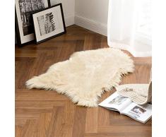 MIULEE Super weicher Flauschiger Teppich aus Kunstfell, dekorativer Plüsch-zotteliger Teppich für Nachttisch, Sofa, Boden, Kinderzimmer, Polyester-Mischgewebe, beige, 2 x 3 ft Sheepskin