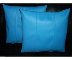 Zafy Leder-Kissenbezüge für Couch Sofa Bett massives Echtleder weich Kissenbezüge 20 X 20 blau