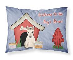Caroline s Treasures bb2892pillowcase Hund House Collection Bull Terrier weiß Stoff Kissenbezüge, Standard, Multicolor