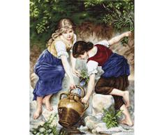 Luca-S B564 Am Brunnen Kreuzstichset, Baumwolle, mehrfarbig, 34x44cm