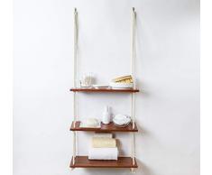 Hängeregale mit weißem Baumwollseil, schwebende Wandregale für Schlafzimmer, rustikale Badezimmerregale, Hängeregal für Zuhause und Küche, braun, 3-Tier Shelf