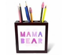 3dRose PH 123172 __ 1 Mama Bär pink Text mit Pfotenabdruck für Mutter oder Neue Mom Mama Muttertag Teil Family Set Tile Stifthalter, 12,7 cm