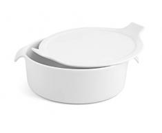 H&H 731952 Auflaufform Tonda, Porzellan, Weiß, 20 x 7 cm