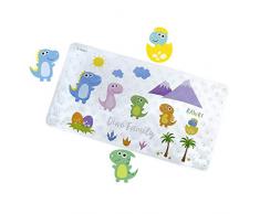 Warrah Rutschfeste Baby-Badematte für Kinder und Kleinkinder – rutschfeste quadratische Badematten für Badewanne und Badezimmer – rutschfeste Badewannenmatte für Kinder 70*40 CM Dinosaur Family