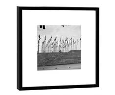 COGNOSCO Fotografie im Holzrahmen: Neue Messe Fotodruck-Format 27 x 27 cm-Rahmenfarbe Hochwertiges Wandbild, Geschenkidee oder Souvenir aus Leipzig, Holz, Schwarz-Weiß, Rahmen