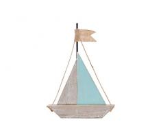 Urban Trends Holz Segelboot Figur SM Verwitterte Holz-Finish, blau, klein