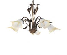 ONLI Kronleuchter 5-flammig klassisch aus Metall braun Brause gold