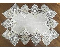 GRANDDECO Schal/Tischdecke mit Spitze, für Zuhause, Küche, Esszimmer, Kaffee, Hochzeit, Tischdekoration, Beige, beige, Placemat 12×18 Set of 4