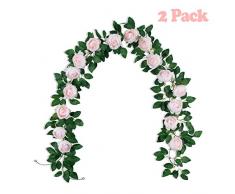 Miracliy Künstliche Rosengirlande Pfingstrose, Hellrosa