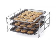 Betty Crocker Etagere mit 3 antihaftbeschichteten Plätzchenblättern, Einheitsgröße, Anthrazit und Chrom