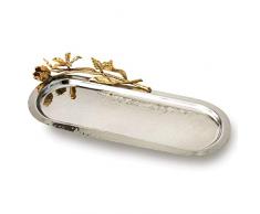 Elegance 70074 Serviertablett Schmetterling, oval, 38,1 x 15,2 cm, silberfarben/goldfarben