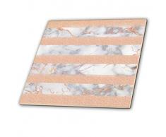 3dRose Grau Kupfer Glitter Stripes Stein Marmor Metallic Faux Print 20,3 cm Dekorative Fliesen, 20,3 cm -Glass, transparent